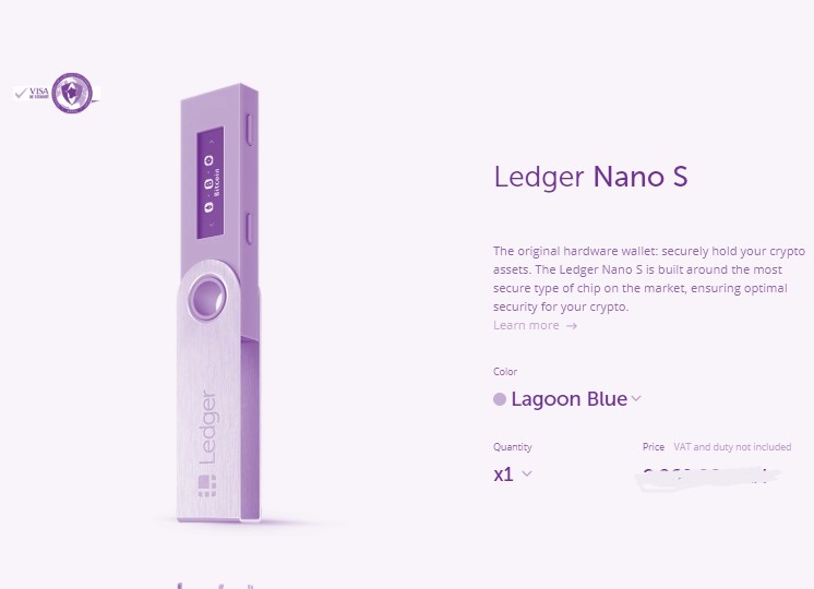 ledger nano S hardware crypto wallet