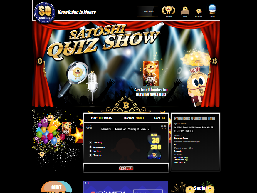 bitcoin faucet: satoshi quiz