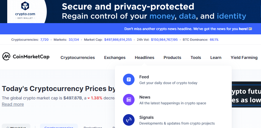 coinmarket cap crypto news